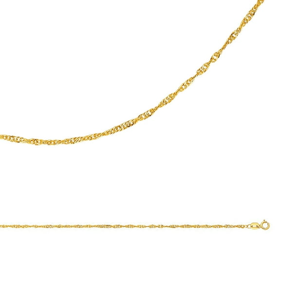 ZenJewels Solid 14k Yellow Gold Necklace Singapore Chain Links Diamond Cut Stamped 1.4 mm 20 inch 